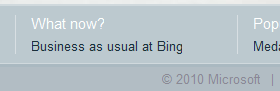 Back to business as usual at Bing?