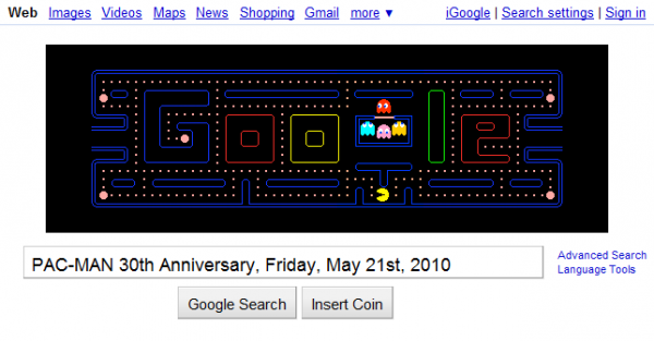 Google PAC-MAN 30th Anniversary Interactive Video Game Logo