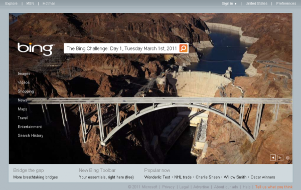 The Bing Challenge Day 1, Tuesday March 1st 2011 - Hoover Dam Bypass Project near Las Vegas, Nevada