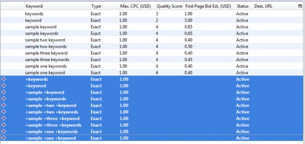 Google AdWords Editor: Completed Text Replacement