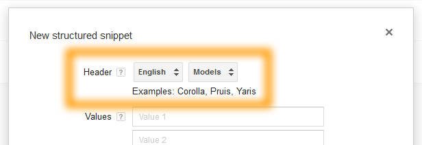 Google AdWords Ad Extension Structured Snippets New Models Header and Languages Updates